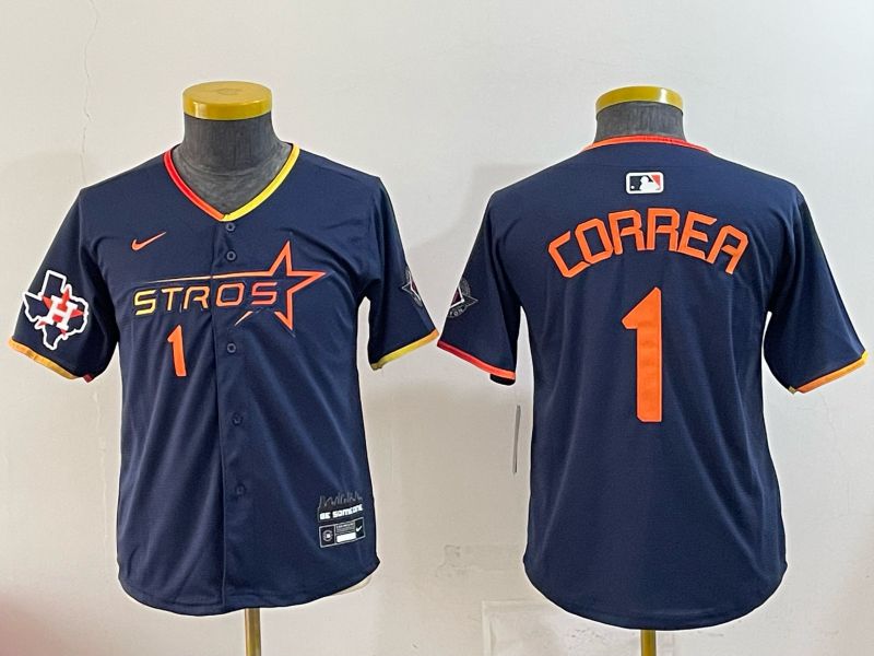 Youth 2025 Houston Astros #1 Correa blue Nike MLB Jersey 0043